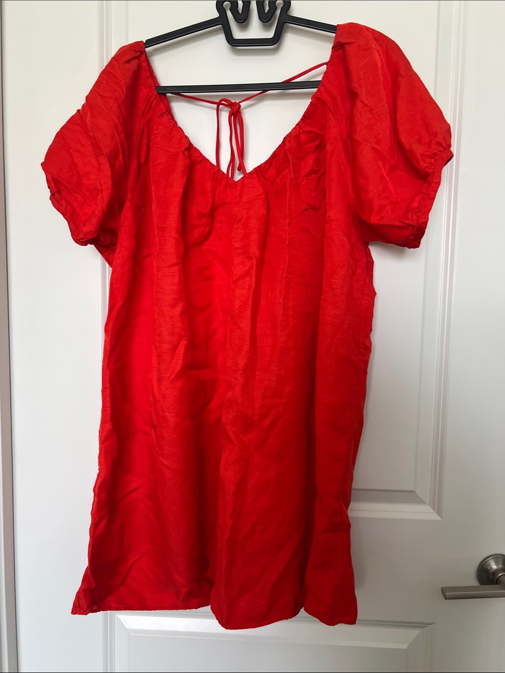 Banana Republic Red Puff-Sleeve Mini Dress XL